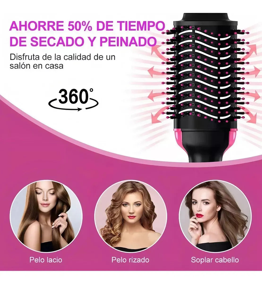 ✨ BrilloPro 4 en 1 – Cepillo Secador, Alisador y Voluminizador